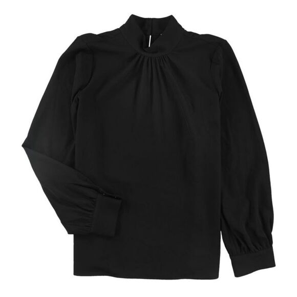 Calvin Klein Womens Mock Neck Pullover Blouse, Black, Large, NWT - Picture 1 of 1